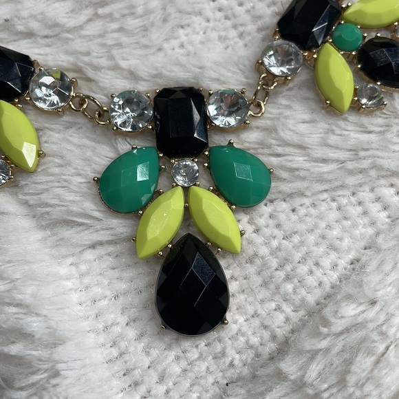 Gold & Lime Green Statement Necklace | 18”-21” - Picture 2 of 4